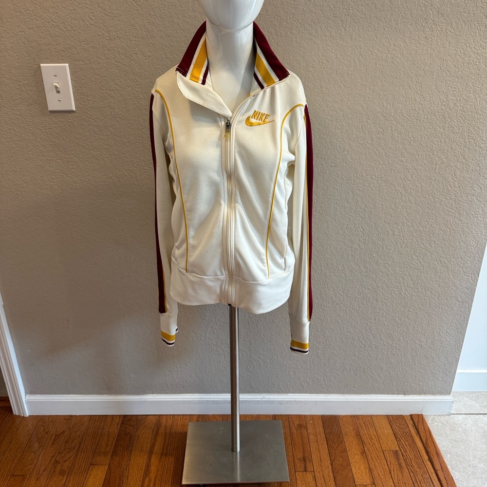 Nike womens White and Gold Zip-Up‎ jacket size medium